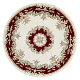 Royal Cream and Red Round & Half - Moon Traditional Wool Rugs - Pendle Village Furniture